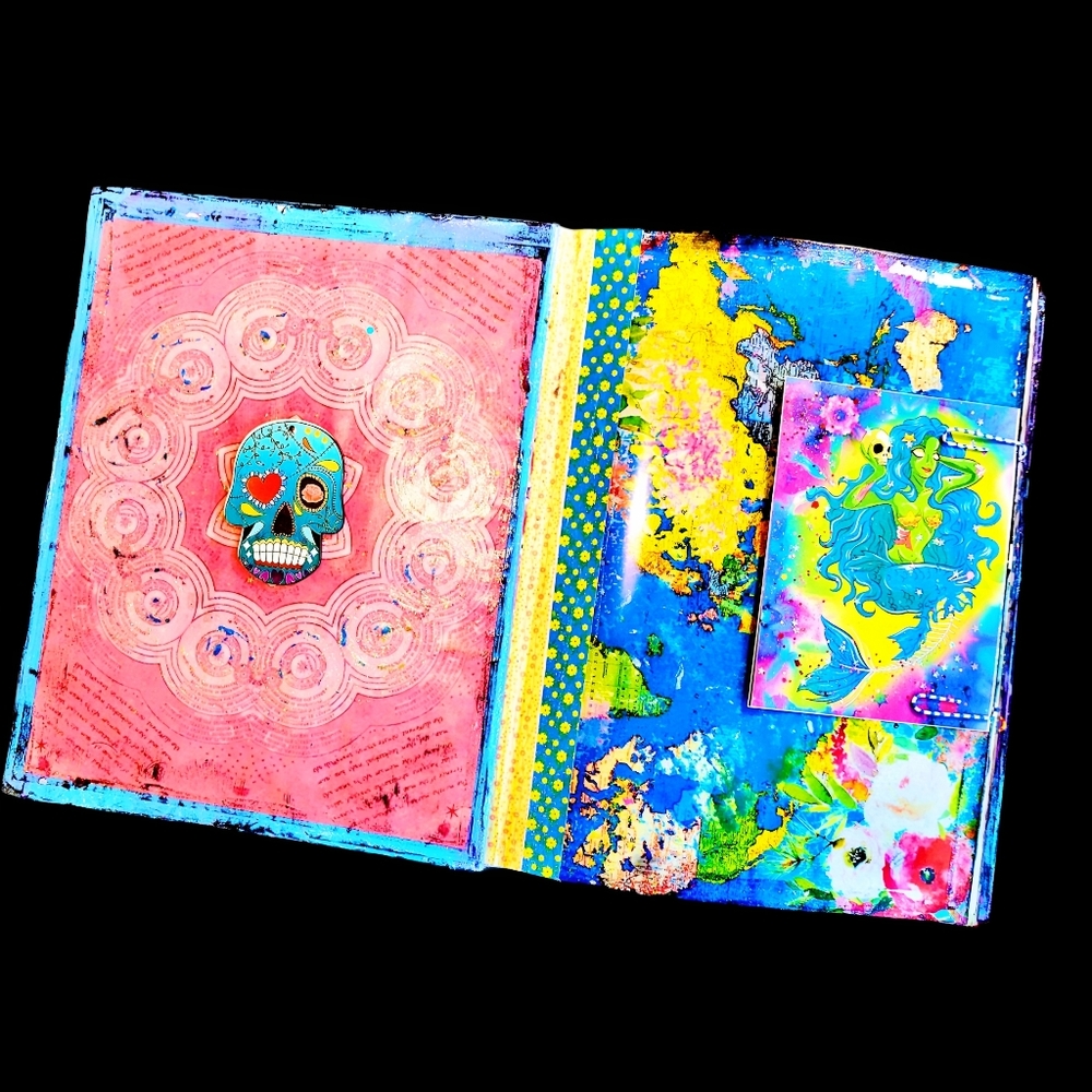 Junk Art Journal Creepy Cute Mermaid Large Creative Book Whimsical Nautical Fun - Picture 2 of 12